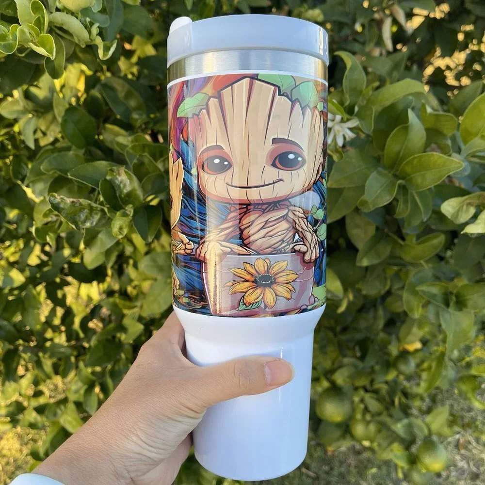 Disney Marvel I Am Groot 40 oz Tumbler/Water bottle/Mug with hand carry